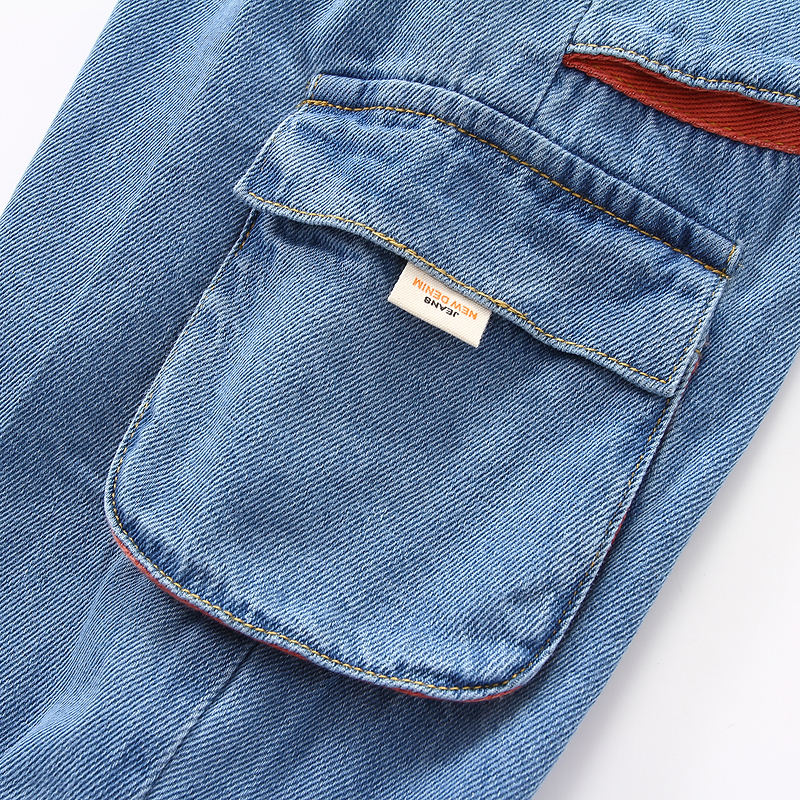Jeans Spring Autumn 2 3 4 5 6 7 8 9 10 Years Children's Clothing Pocket Patchwork Sport Wash Cargo Denim Jeans For Kids Baby Boy 230322