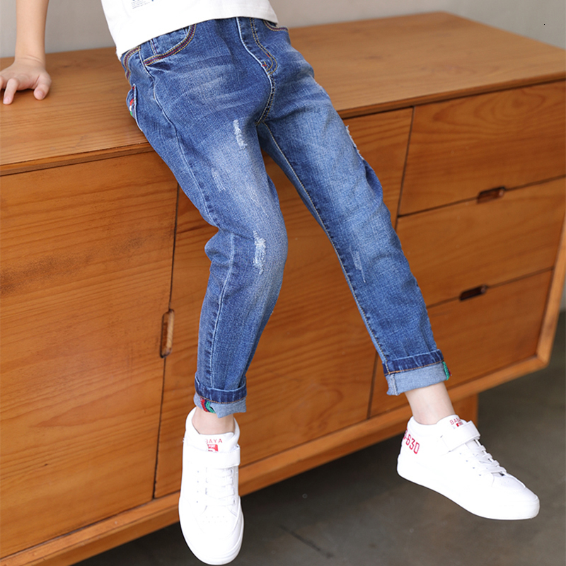 Jeans IENENS Kids Boys Jeans Classic Pants Denim Clothing Children Fashion Boy Casual Bowboy Long Trousers 5-13Y 230322