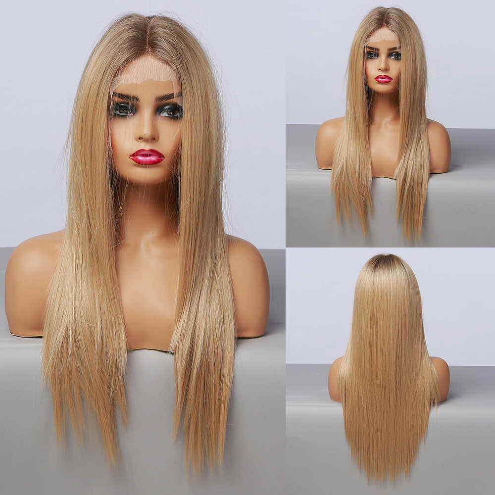 

Synthetic Wigs Easihair Straight Blonde Lace Front Synthetic Wigs with Baby Hair Long Women's High Density Natural Wig Heat Resistant 230227, Bl66027-2