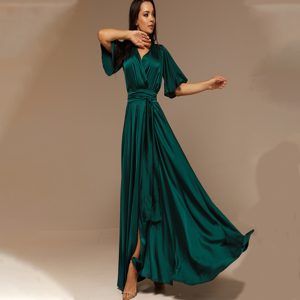 Party Dresses Formal Evening Dress Classic Long Sleeveless High Wasit Dresses Chiffon V Neck Vestidos De Noche Evening Dresses With Belt Cloth 230322