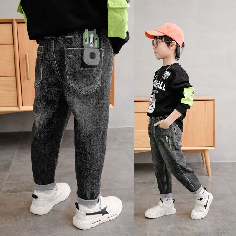 Jeans Boys' Pants Spring And Autumn Children's Jeans Baby Stretch Casual Loose Trousers 230322