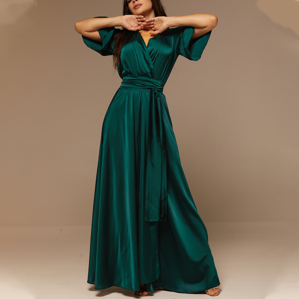 Party Dresses Formal Evening Dress Classic Long Sleeveless High Wasit Dresses Chiffon V Neck Vestidos De Noche Evening Dresses With Belt Cloth 230322