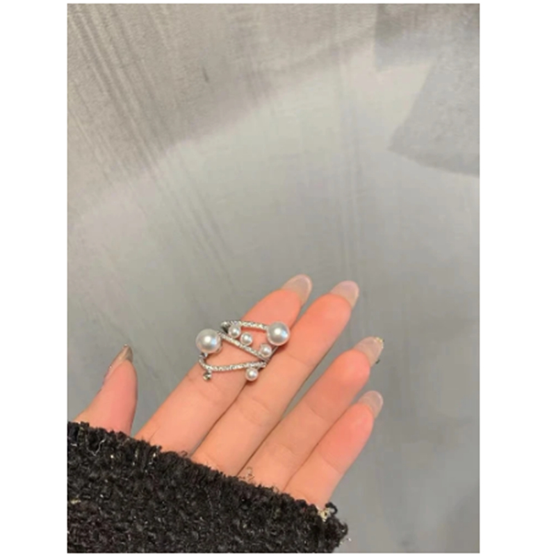 Personal Pearl Finger Ring Zircon 925 Sterling silver Engagement Wedding Band Rings for Women Bridal Birthday Party Jewelry Gift