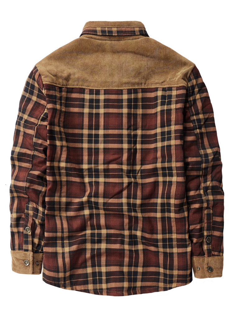 Mens Casual Shirts Winter Shirt Men Thick Warm Fleece Shirts for Men Plaid Cotton Double Collar Single Breasted Corduroy Plush Lamb Wool Camisa 230322
