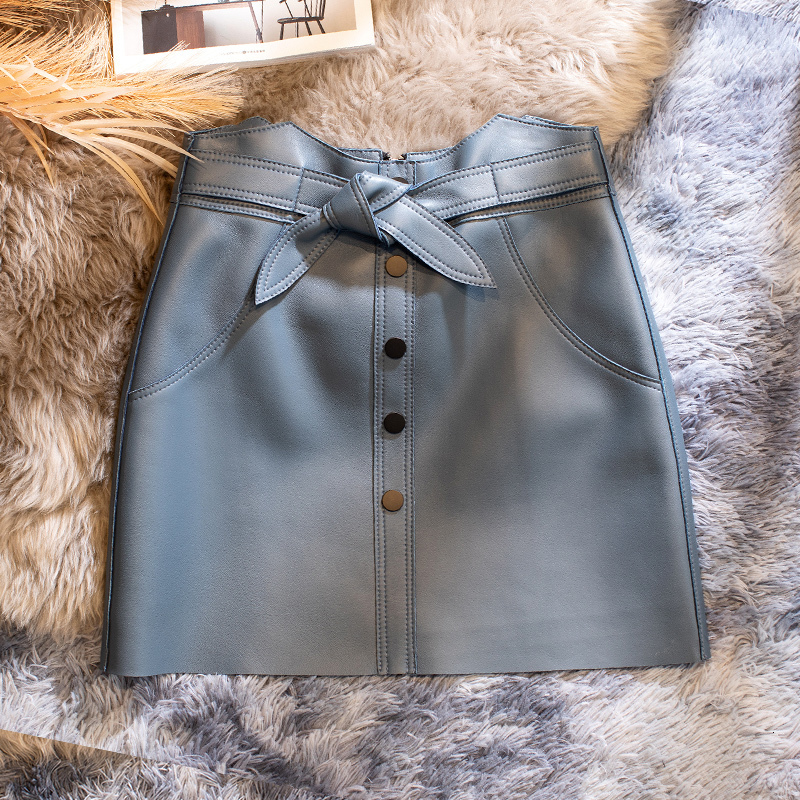 Skirts Female High Waist Skirts Genuine Sheepskin Leather Skirts Women's Short Skirt Slim Elegant Mini Skrits Ropa De Mujer Zjt2451 230322