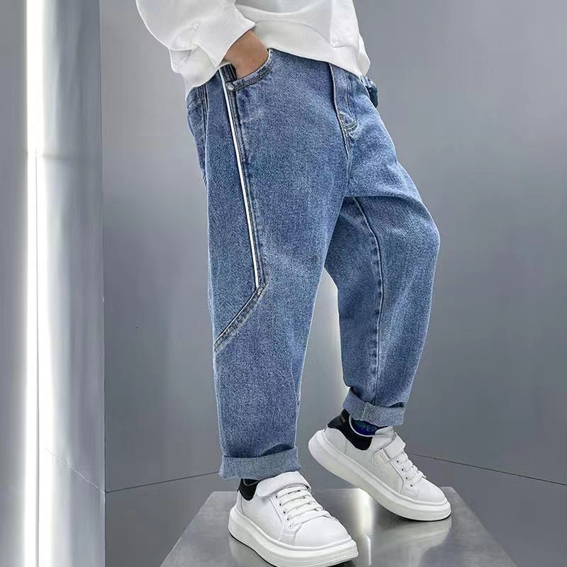 Jeans Boys Spring and autumn denim trousers 4-12 years old youth fashion street style casual loose children's trousers boys 230322