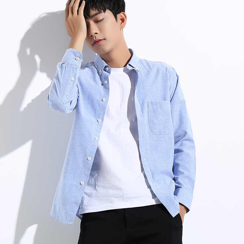 Men's Casual Shirts Spring and autumn men's shirt cotton water washing shirts in middle youth long -sleeved lapel business shirt 230322