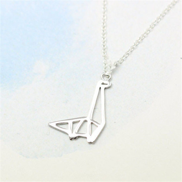 30PCS Gold Silver Simple Origami Dinosaur Necklace Cute Paper Dinosaur Necklace Modern Minimalist Animal Pendant Necklaces