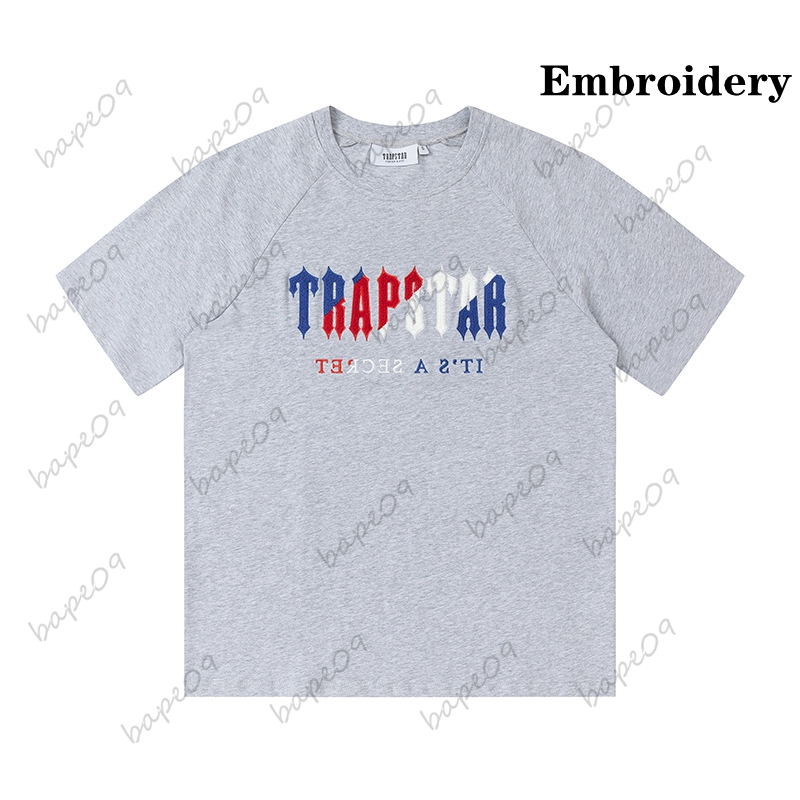 

Men Summer Trapstar T-shirt Rainbow Towel Embroidery Decoding Men t Shirt Men Black White Round Neck Tshirtsgxqt 21CETGCETG, B 21