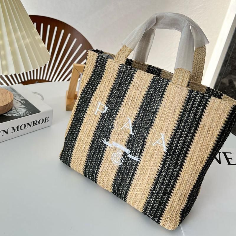 Fashion Totes Bag Letter Shopping Bags Canvas Designer Women Straw Knitting Handbags Summer Beach Shoulder Bags Large Casual Tote