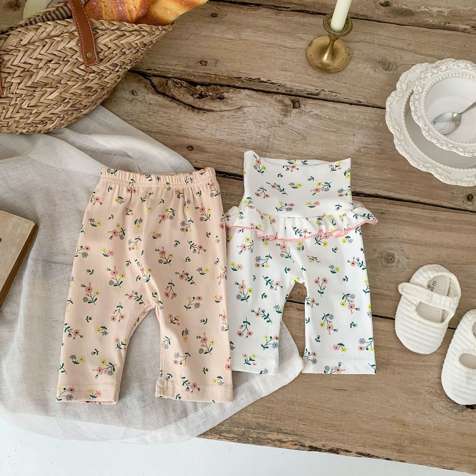 Clothing Sets Summer Baby Clothes Set Floral Girls Two Pieces Pajama Set Ruffle Girls Sleep Wear 230322