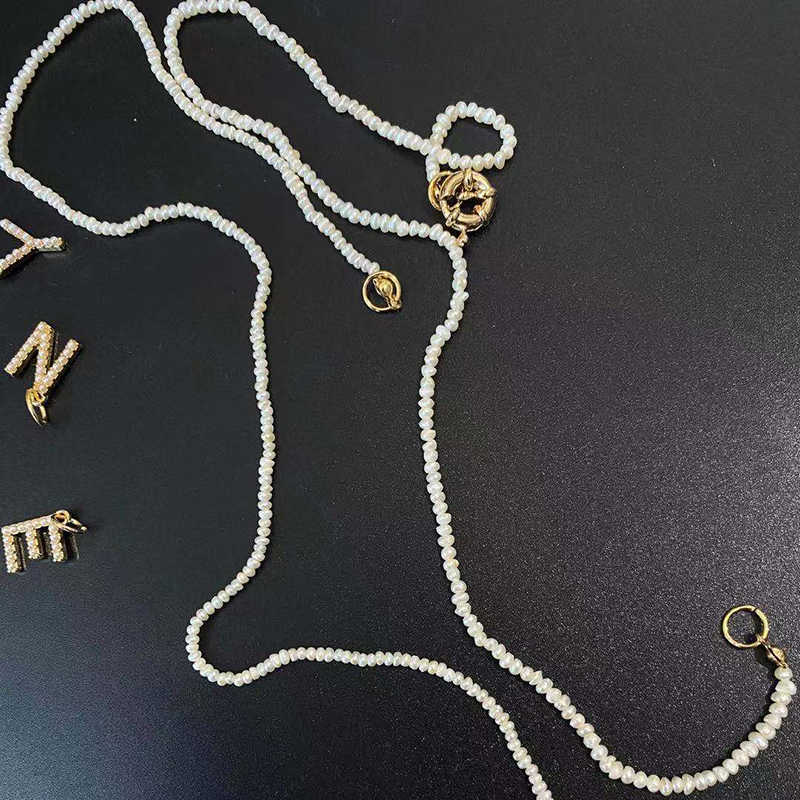Pendant Necklaces Tiny Irregular Natural Freshwater Pearl Beads Strand Choker Necklace Round Spring Clasp Sailor Buckle And 26 Letter Charms Penda Z03