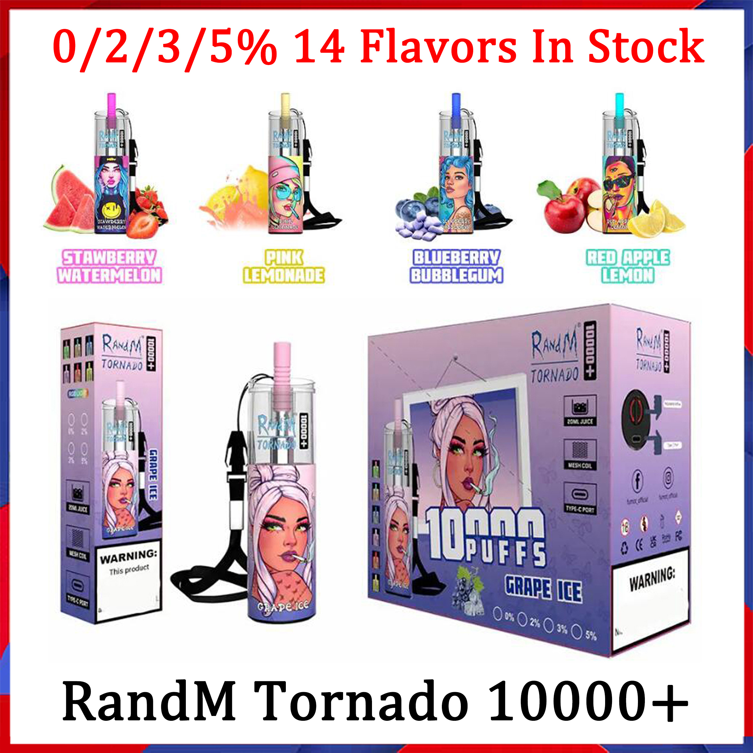 Original RandM Tornado 10000 Plus Disposable Vape Pen E Cigarette 1000 Mah Rechargeable Battery Airflow Control Mesh Coil 10K 20ml Prefilled Pod 14 Flavors
Original RandM Tornado 10000 Plus Disposable Vape Pen E Cigarette 1000 Mah Rechargeable Battery Airflow Control Mesh Coil 10K 20ml Prefilled Pod 14 Flavors