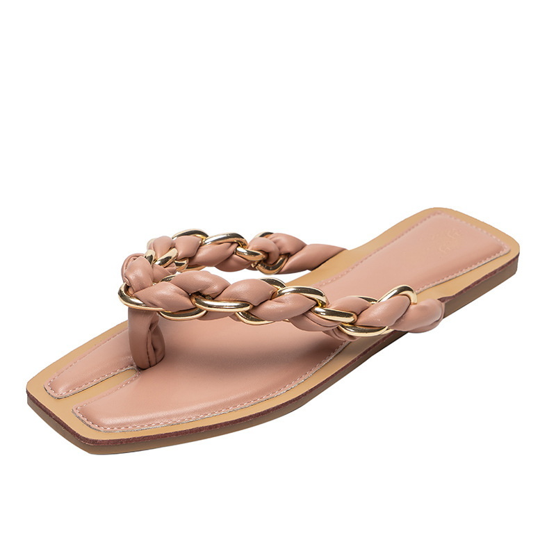 Flip flops Fashion Chain Slides Outwear Beach Flat Bottom Sandals Women's Shoes Large