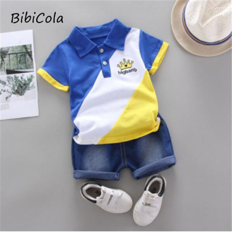 Clothing Sets BibiCola Baby Clothes Summer Boys Fashion Tie Tshirts stripe Short 2pcs Suit Children For Bebe 230322