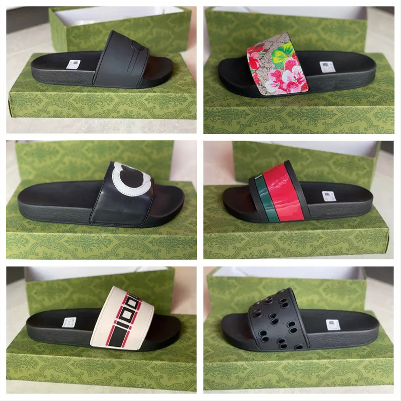 Designers Slides Men Womens Slippers Fashion Luxurys Floral Slipper Leather Rubber Flats Sandals Summer Beach Shoes Loafers Gear Bottoms
