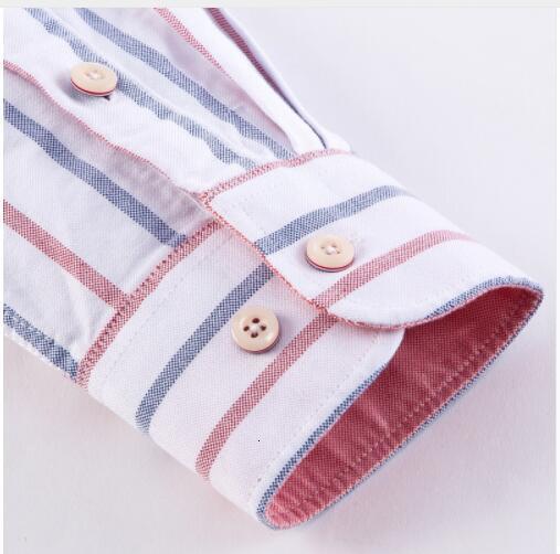 Men's Casual Shirts Button Down Office Work Men's 100% Cotton Multi Striped Oxford Dress Shirts with Left Chest Pocket Smart Casual Slim Fit