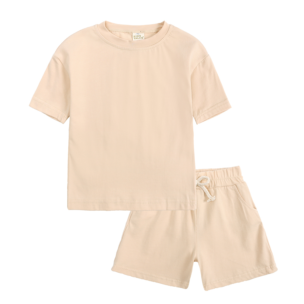 Clothing Sets Toddler Boys Girls Summer Sport Clothes Kids Solod Color Cotton Casual Crewneck Short Sleeve TShirt Shorts Children Outfits 230322