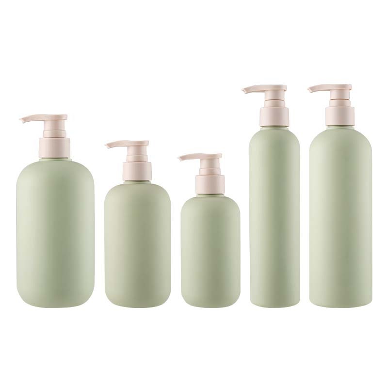 Empty Green HDPE Plastic Lotion Pump Bottle 200ml 250ml 300ml 400ml 500ml Eco Friendly Cosmetic Packaging Shampoo Shower Gel Round Shoulder Refillable