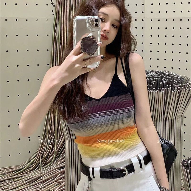 Womens Knits Camisole Top with Brooch - Sleeveless Tee for Casual Wear - Soft and Comfortable Women's Knit Tank