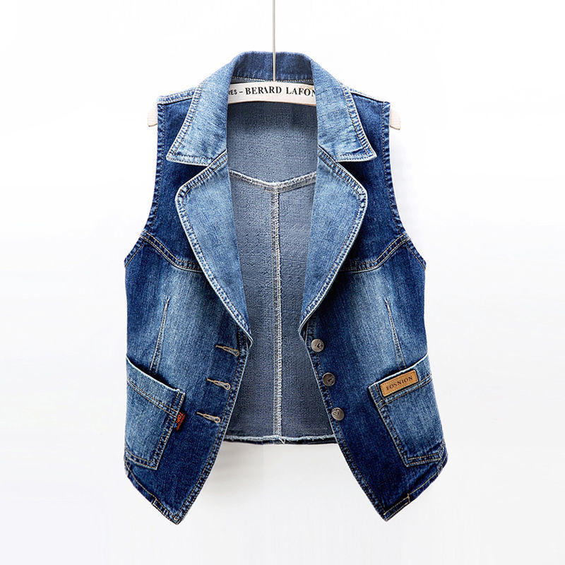 Women's Vests Single layer denim vest jacket Women's autumn sleeveless jeans waist coat Women's jeans jacket Women's jeans jacket 