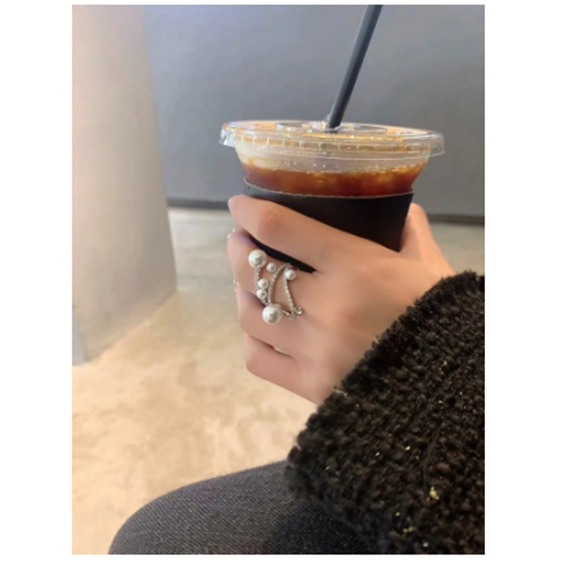 Personal Pearl Finger Ring Zircon 925 Sterling silver Engagement Wedding Band Rings for Women Bridal Birthday Party Jewelry Gift