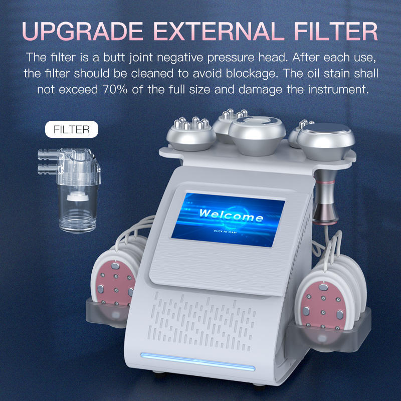 Directly effect 6 in 1 slimming Ultrasonic 80K Cavitation Face Lift Fat Burn Vacuum RF Slimming Massage Machine EMS Pads 80K Cavitation Machin