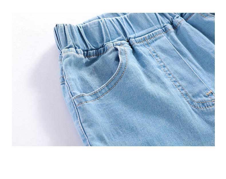 Jeans Baby denim Shorts Summer Children's Shorts Casual Thin Style Elastic Mid rise Solid Youth Apparel 230406
