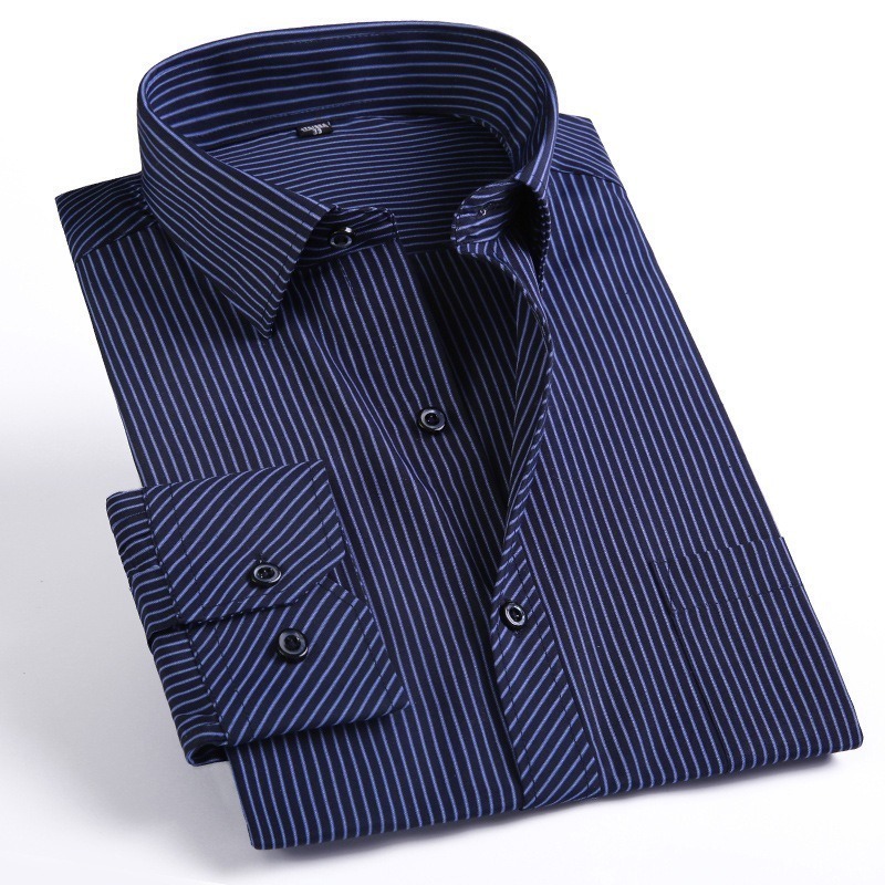 Men's Casual Shirts Plus Large Size 8XL 7XL 6XL 5XL 4XL Social Dress Shirts Mens Business Casual Long Sleeved Shirt Classic Striped Male Purple B