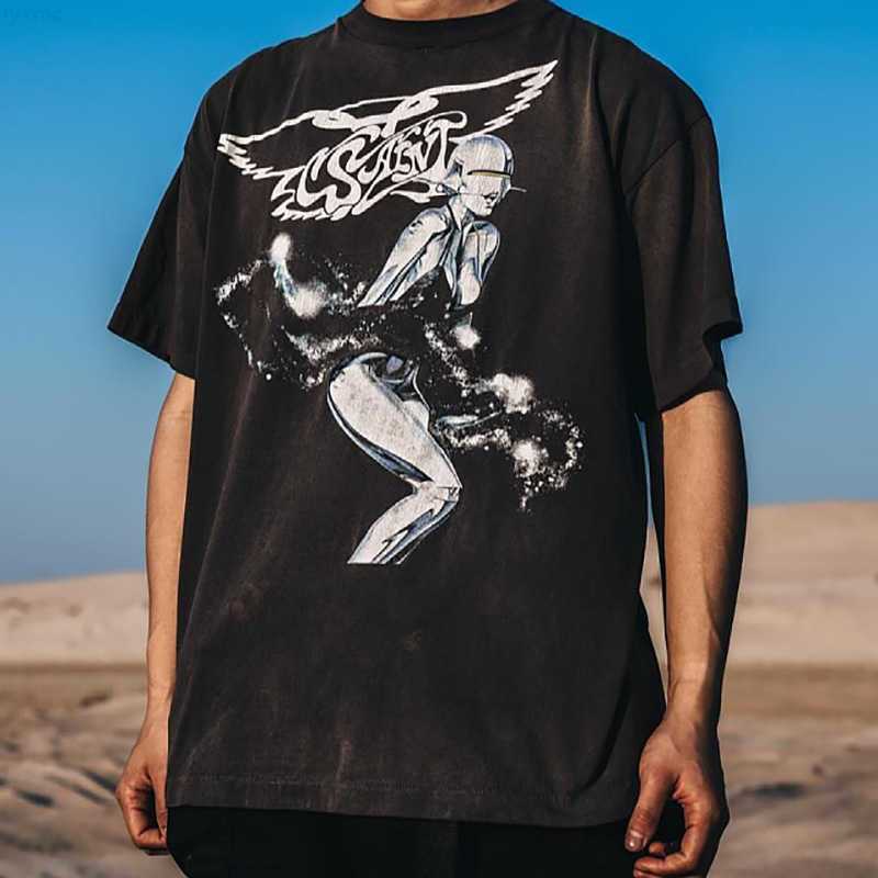Men's T-shirts Saint Michael Ss22 Robot Straight Split Print Washable Old Vintage Short Sleeve Casual T-shirt, Wash black
Men's T-shirts Saint Michael Ss22 Robot Straight Split Print Washable Old Vintage Short Sleeve Casual T-shirt, Wash black