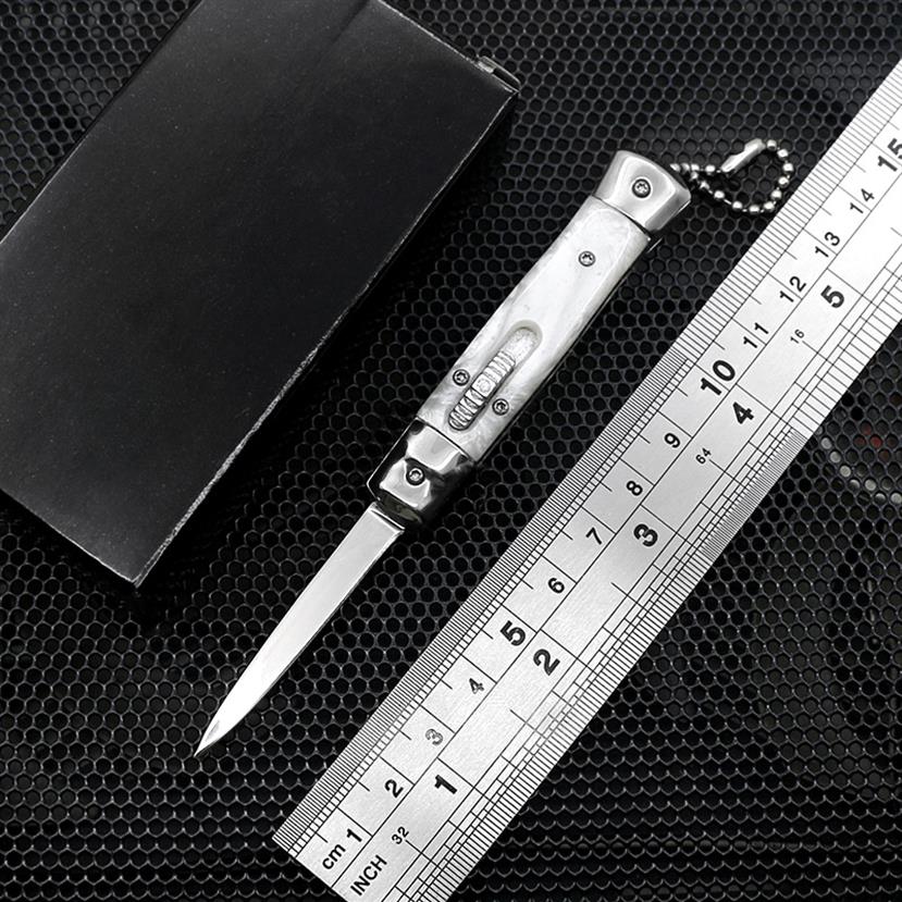 New 4 75 Inch Mini Automatic Knife Mirror Blade 3 Colors Resin Handle Key Portable defense knife outdoor edc multi-function cutter281k
New 4 75 Inch Mini Automatic Knife Mirror Blade 3 Colors Resin Handle Key Portable defense knife outdoor edc multi-function cutter281k