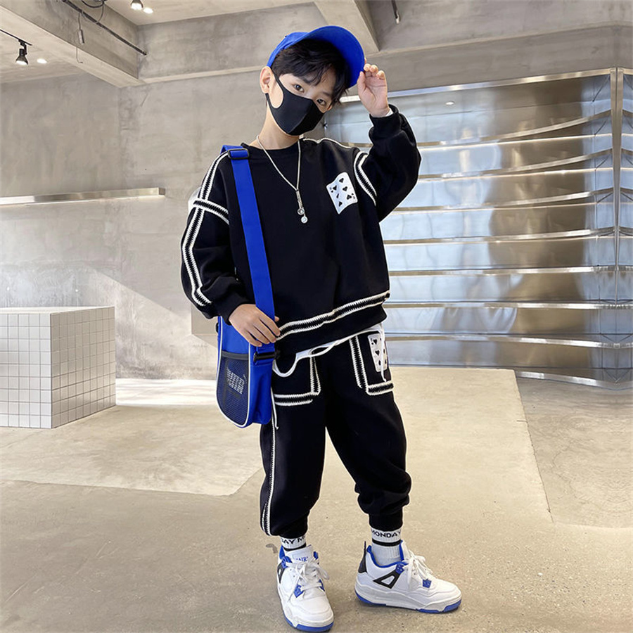 Clothing Sets Children Boys Clothing Set Fashion Baby Boy Tracksuits Street Clothes Teenage 5 6 8 11 12 Years Autumn Kids Sports Suits 2Pcs 230323