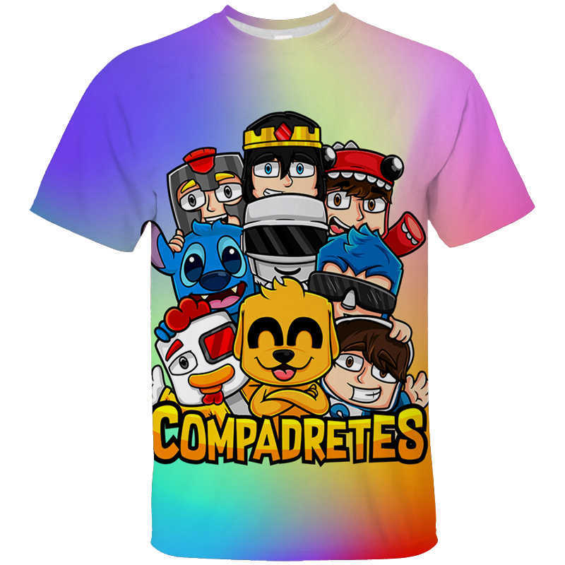 Men's T-Shirts Funny Mikecrack T-shirt Children 3D Cartoon Tee Tops Kawaii O-Neck T Shirt Los Compas Anime Streetwear Compadretes Tshirt Summer W