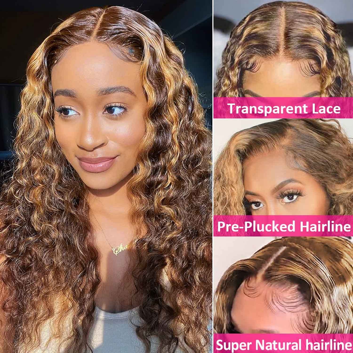 4/27 Highlight Wig Brazilian Water Wave Wig Highlight Lace Front Human Hair Wigs Honey Blonde Ombre Lace Front Wig Remy