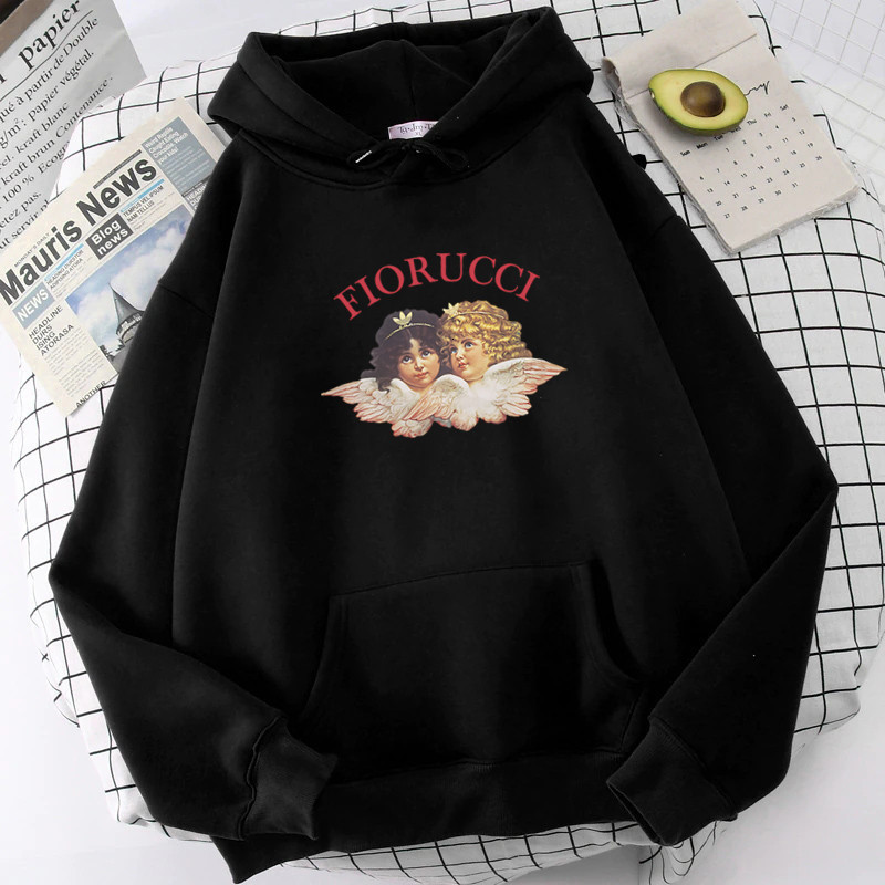 Men's Hoodies Sweatshirts Fiorucci Angel Girls Hoodie Sweatshirt Printed Y2k Gothic Aesthetic Unisex Streetwear Tops AutumnWinter Clothes 230323