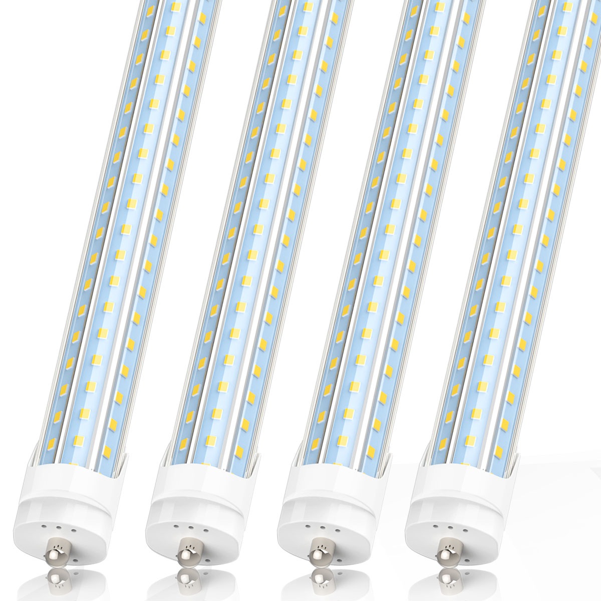 8ft led tube lights, Single Pin FA8 T8 96 inch D shape 120W bulbs LED shop Light, clear cover, cold white, t10 t12 bubes fluorescent replacement, no b