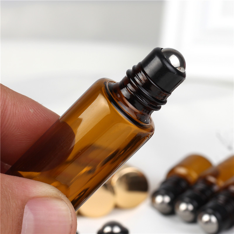 Perfume Bottle 100pcs 1ML2ML 3ML 5ML Amber Rollon Roller Bottle for Essential Oils Refillable Perfume Bottle Deodorant Containers 230323