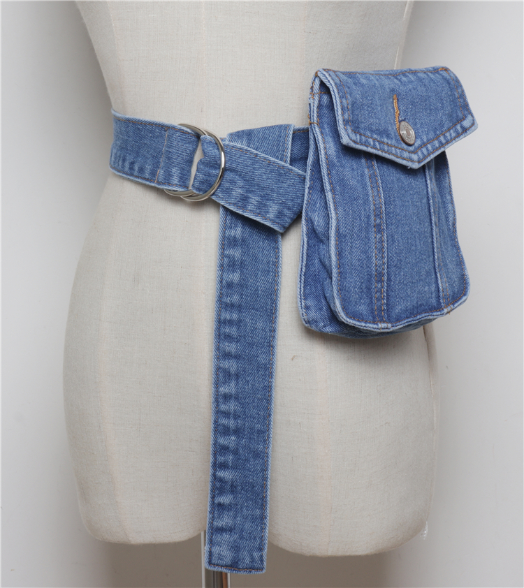 Waist Bags Adjustable Denim Fabric Pack Vintage European Washed Jean band Summer Belts WIth Phone 230323