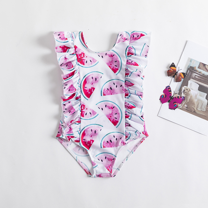 Girl Swimsuits 1 2 3 4 5 Year Baby Printed Swimwear Summer Beach Bathing Bikini Clothes Kids Bow Seaside Swimming Wear 230322
