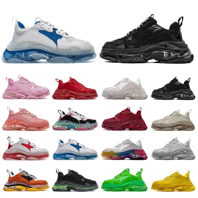 Casual Shoes Men Women 17FW Triple S Dad Sneaker Clear Bubble Bottom Black Red Pink Green Yellow Grey Multi Color Old Grandpa Trainer Sports Sneakers Chaussures 36-45
