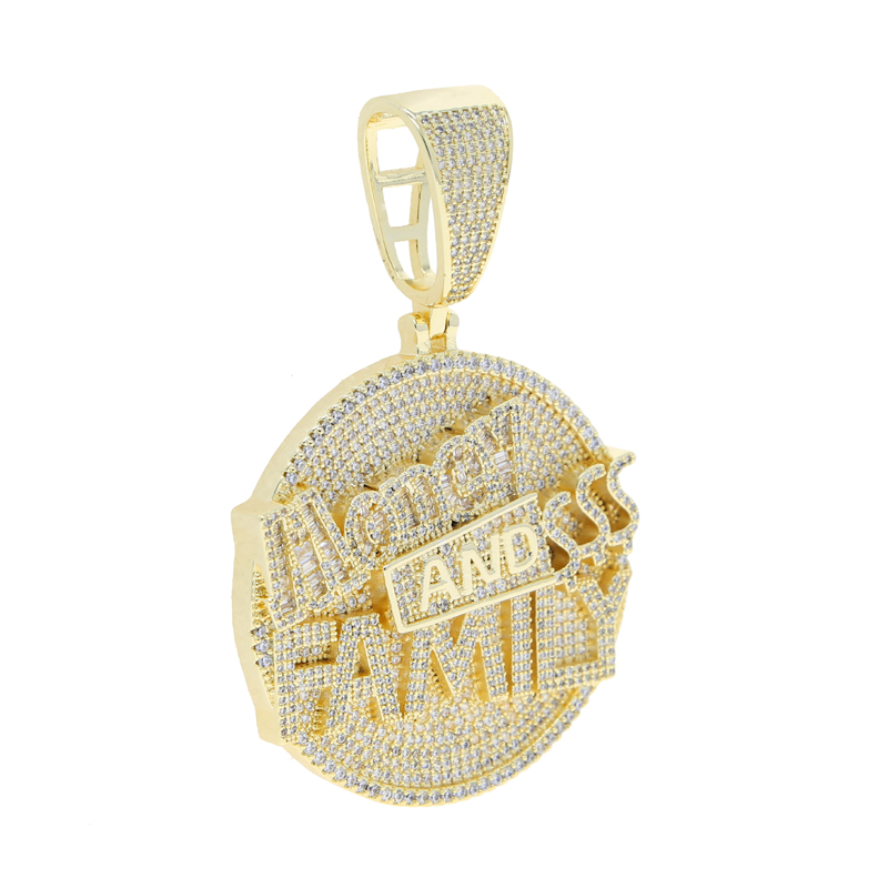 Men Women Hip Hop Round Pendant Necklace with Rope Chain Iced Out Bling 5A Cubic Zirconia Necklaces Fashion Charm Jewelry