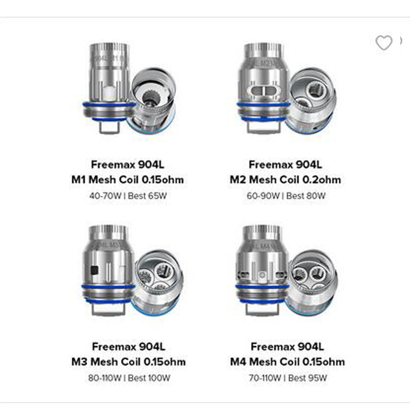 Original Freemax 904L M Mesh Coil Head M1 0.15ohm M20.2ohm M3 M4 M1-D Replacement Coils for Fireluke M Pro 2 Max Tank Vape Atomizer Kits
Original Freemax 904L M Mesh Coil Head M1 0.15ohm M20.2ohm M3 M4 M1-D Replacement Coils for Fireluke M Pro 2 Max Tank Vape Atomizer Kits