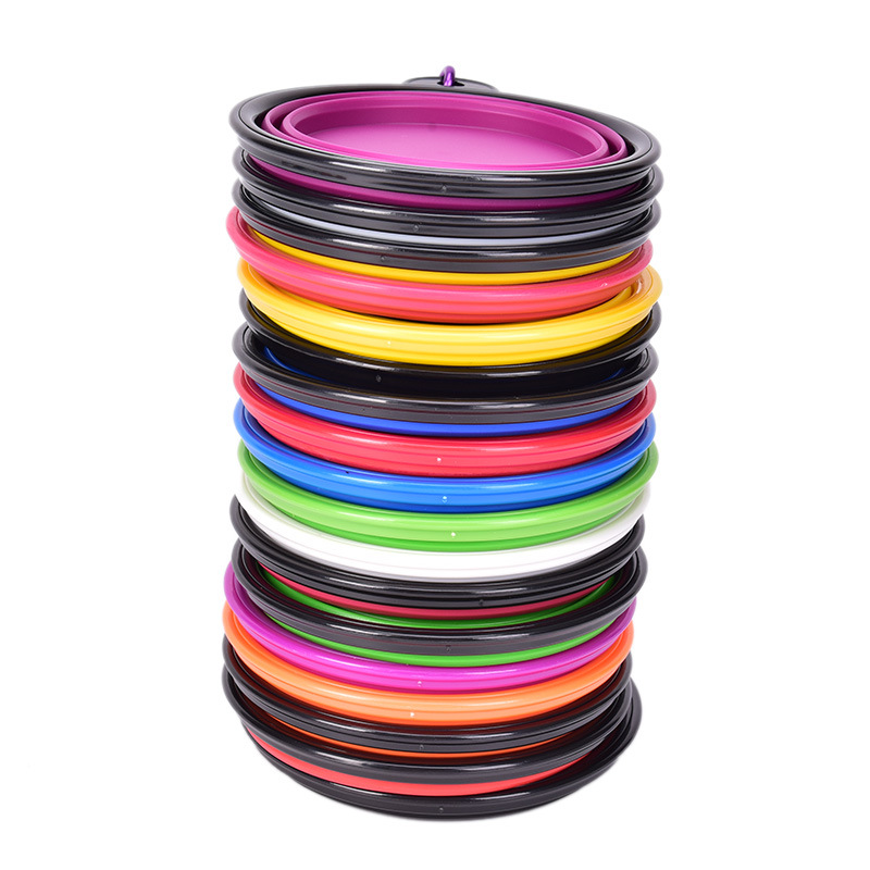 Pet Dog Bowls Folding Portable Dog Food Container Silicone Pet Bowl Puppy Collapsible Bowls Pet Feeding Bowls with Climbing Buckle dh5783