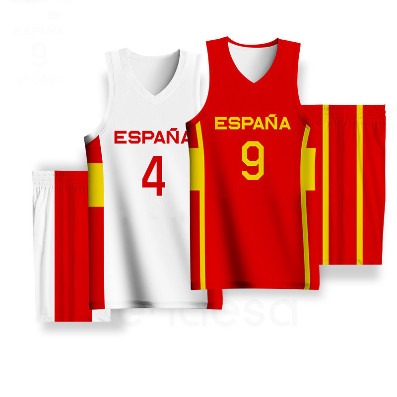 

Men's Tracksuits Kids Basketball Uniforms For Boys Full Sublimation Spain Letter Prints Customizable Team Name Training Quick Dry Tracksuits 230322, Jersey white 4