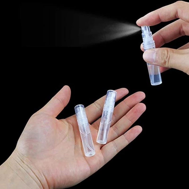 Perfume Bottle 100/200pcs 2/3/5ML Plastic Spray Bottle Small Cosmetic Packing Atomizer Perfume Bottles Atomizing Spray Liquid Container 230323