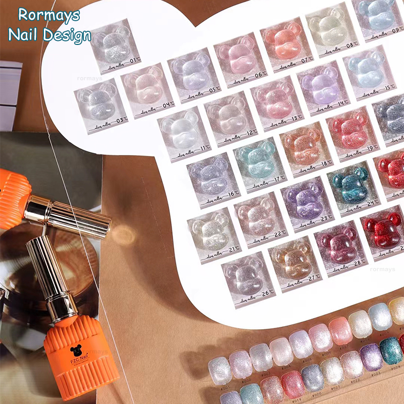 Rormays Reflective Glitter gel nail polish 30PCS Shiny Aurora Pearl Shell Nail Art Varnish Semi permanent UV LED Nail Factory