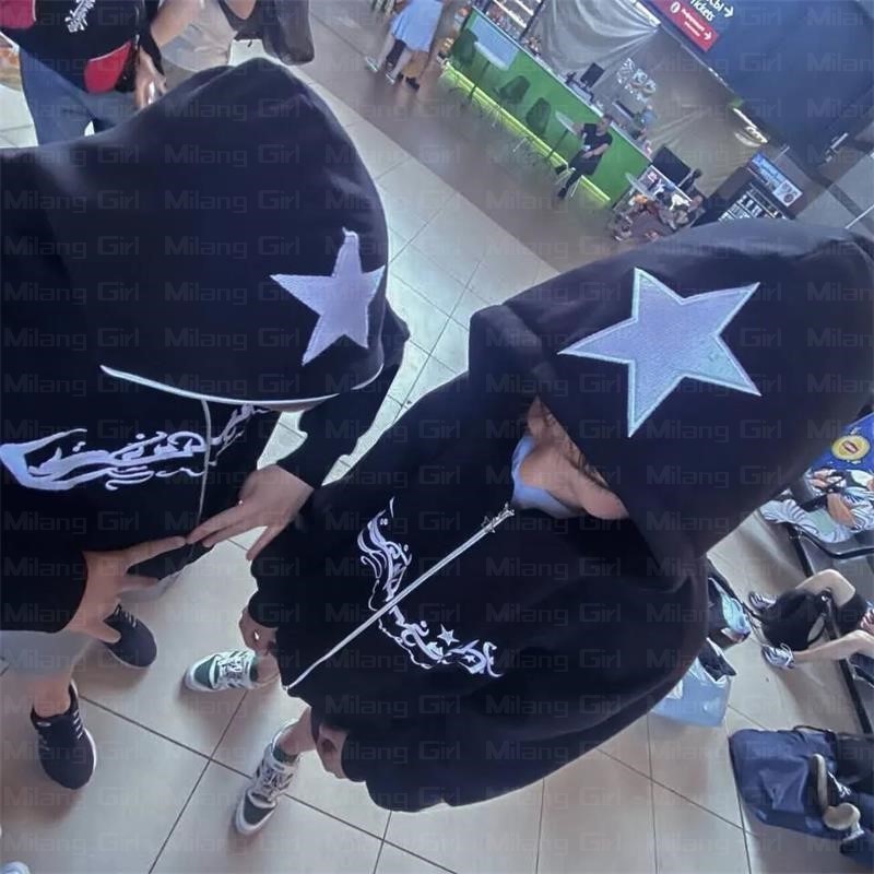 Womens Hoodies Sweatshirts Zip up Hoodie Fashion embroidery Star graphics Mens hoodies Sweatshirt gothic Sport Coat Long Sleeve Oversized hoodie jacke