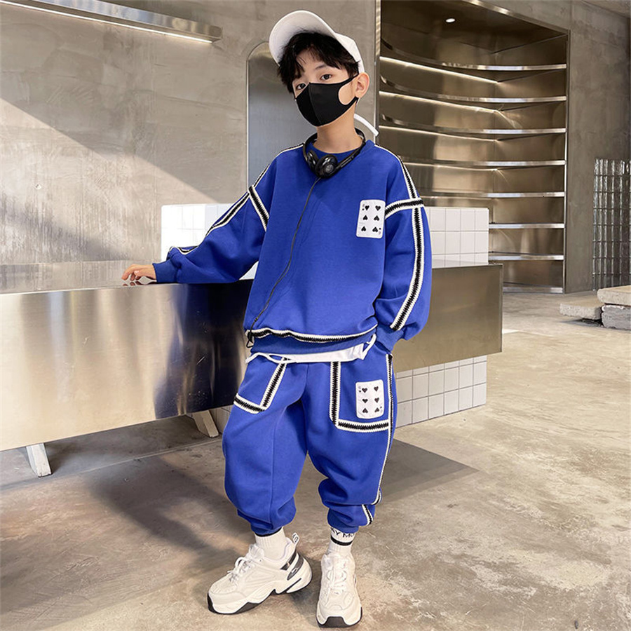 Clothing Sets Children Boys Clothing Set Fashion Baby Boy Tracksuits Street Clothes Teenage 5 6 8 11 12 Years Autumn Kids Sports Suits 2Pcs 230323