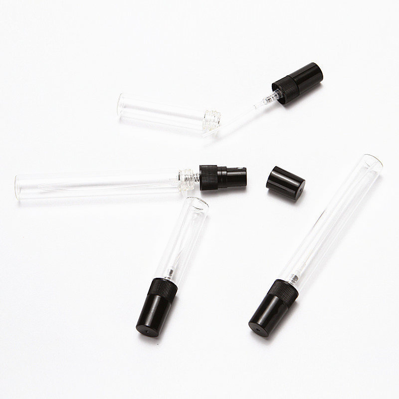 Perfume Bottle 50pcs 2ml 3ml 5ml 7ml 10ml Portable Clear Glass refillable Perfume Bottle With Spray Empty Parfum Cosmetic Vials With Atomizer 230323