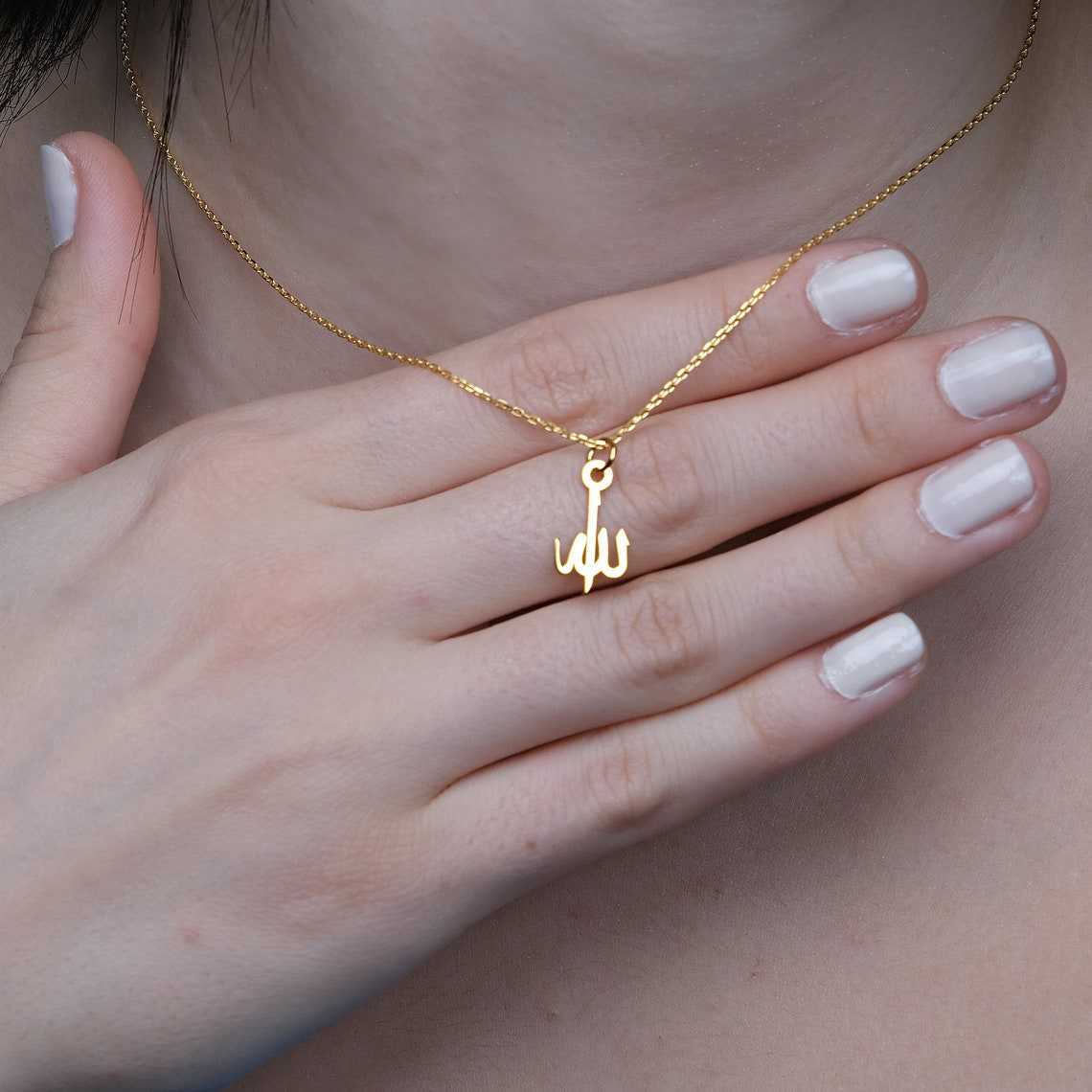 Pendant Necklaces Tiny Heart Allah Necklaces For Women Islamic Jewelry Stainless Steel Arabic Qur'an Letters Choker Gift for Muslims Collier Femm